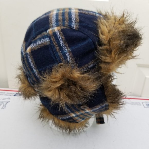 Chisty's Crown Collection Plaid Trooper Aviator Hat Blue Wool Grizzled Punk Rock - Picture 6 of 9